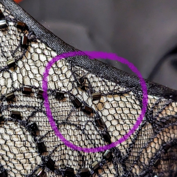 Badgley Mischka Vintage Black Silk Lace Beaded Cocktail Dress - Picture 10 of 11